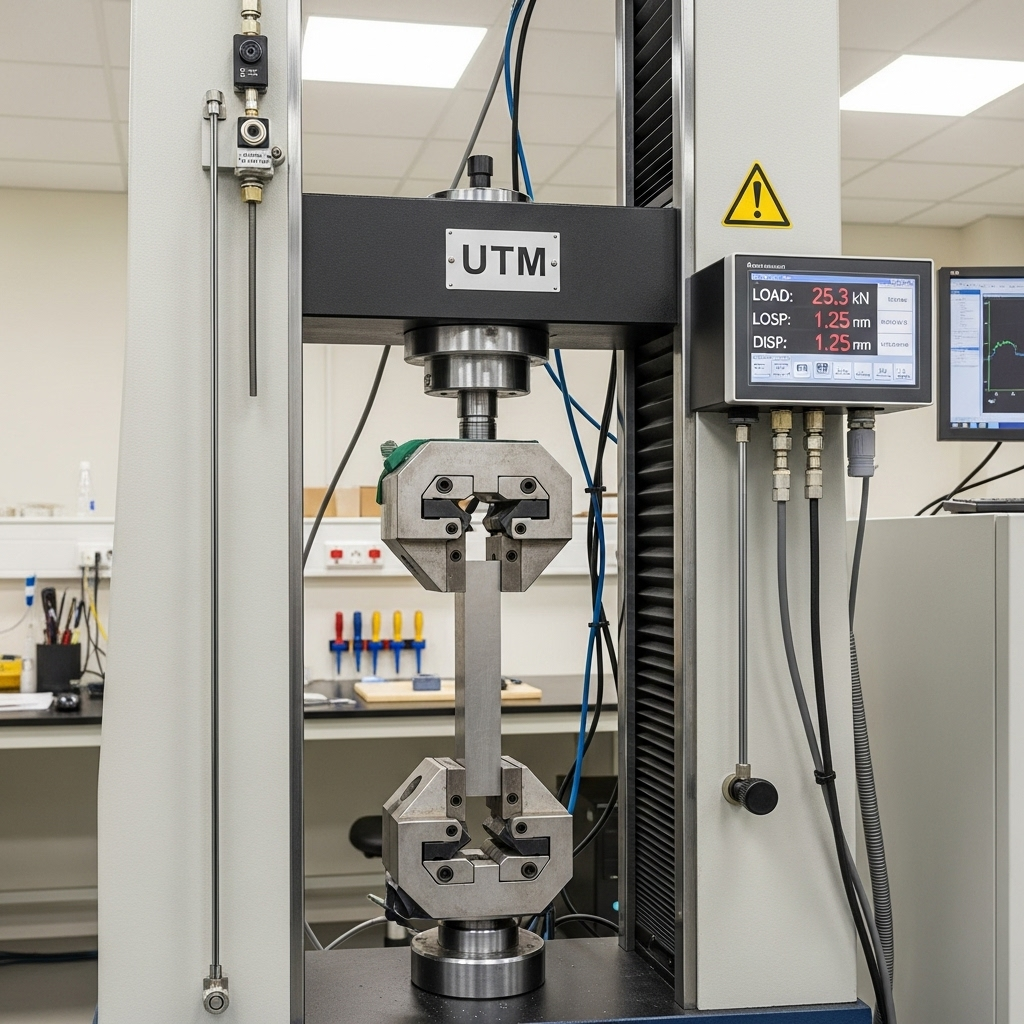 utm melakukan uji tarik besi